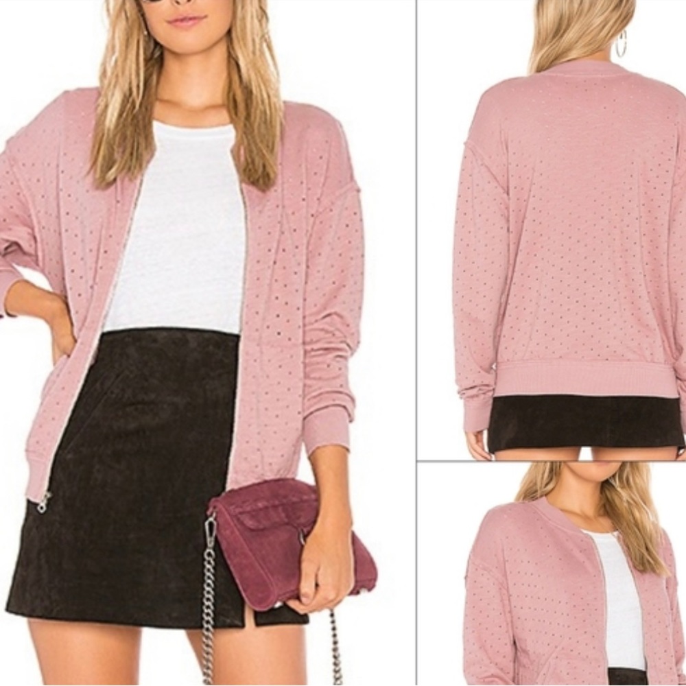 Michael Stars Perforated Terry Bomber Jacket in Nymph